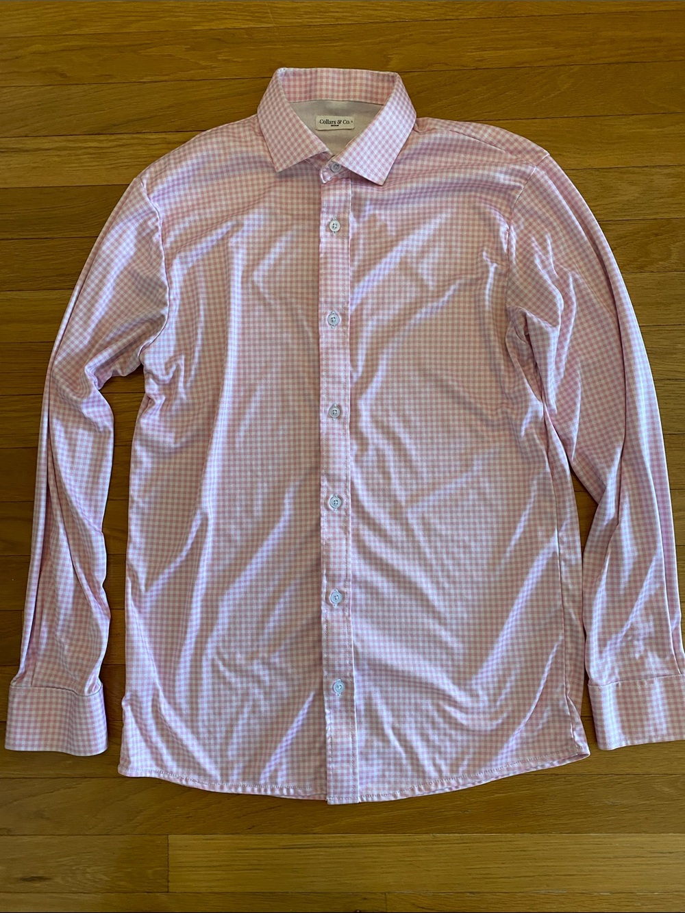 Collars & Co Pink Gingham Dress Shirt - Tailored Spread Collar